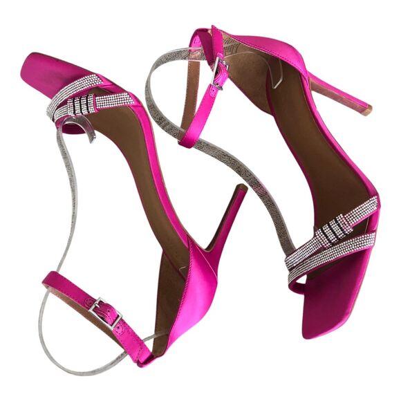 Nordstrom's Barbiecore Hot Pink Open Toe Strappy Rhinestone Stiletto Heel 8.5 - Picture 7 of 16